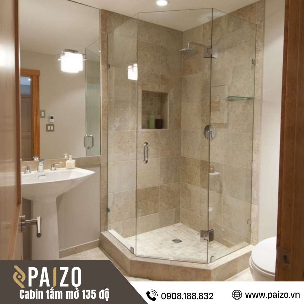 cabin tắm 135 độ cho không gian góc