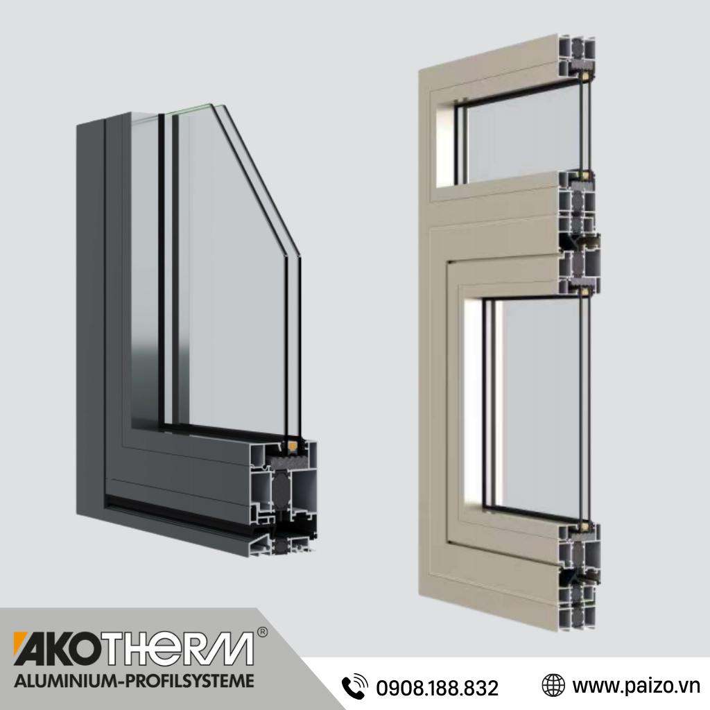 Cửa sổ mở hất Akotherm Z65 - Cầu cách nhiệt